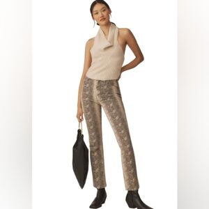 NWT Mother Hustler Flood High Rise Jeans Size 25 Snake Print Cropped Length